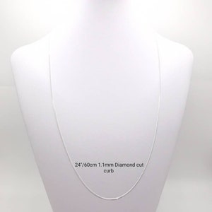 Sterling Silver Diamond Cut Curb Chain - 24 inch