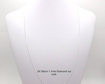 Thin Chain Necklace Silver - 60 cm