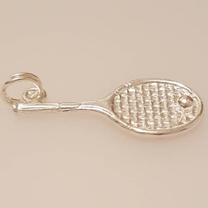 Silver Tennis Racket Charm Pendant in 925 Sterling Silver charm Vintage Style charm new
