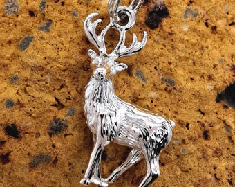 Sterling Silver Stag Pendant: Vintage Style Charm