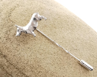 Pin de solapa de perro Corgi de plata esterlina