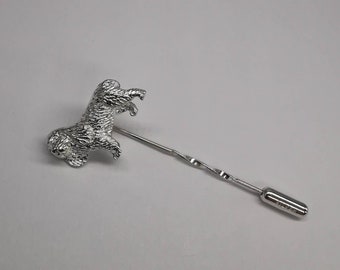 Spaniel Dog Lapel Stick Pin in solid 925 Sterling Silver