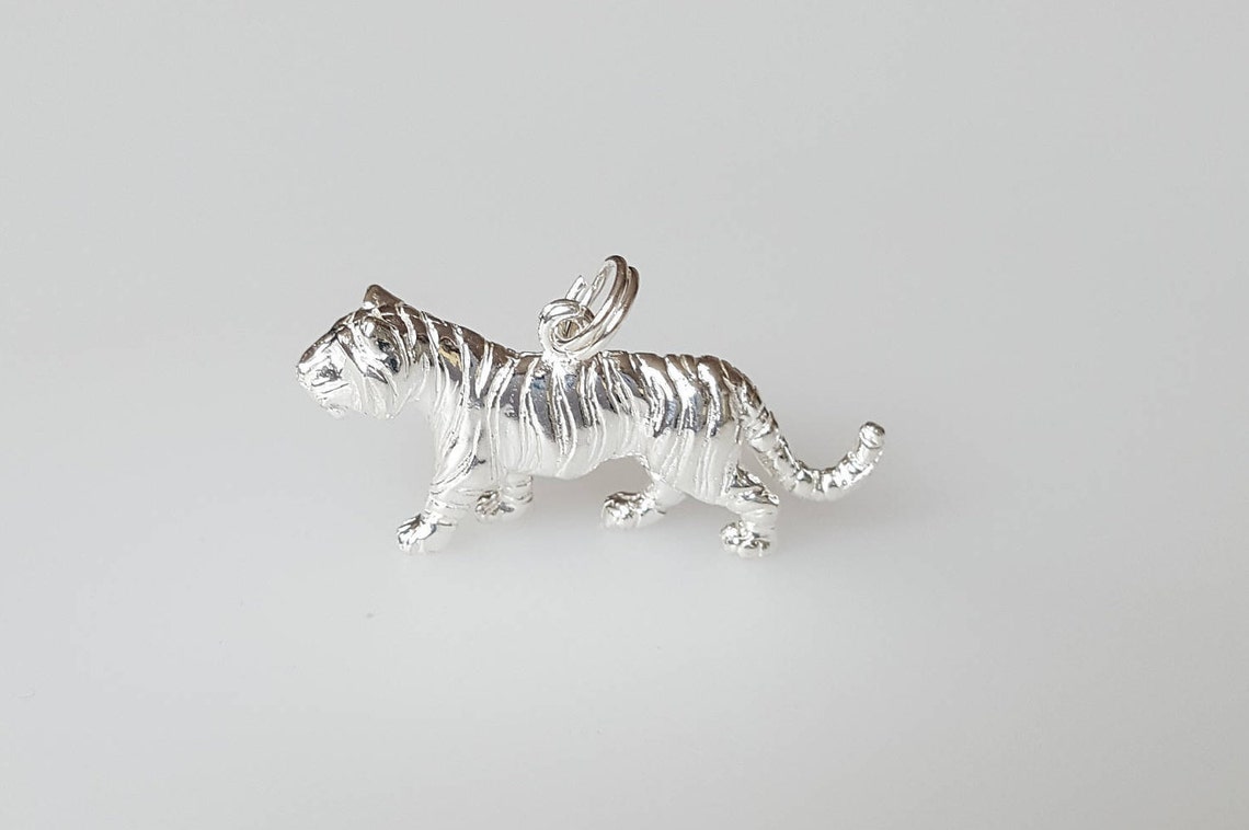 Tiger Charm Pendant in .925 Sterling Silver Etsy