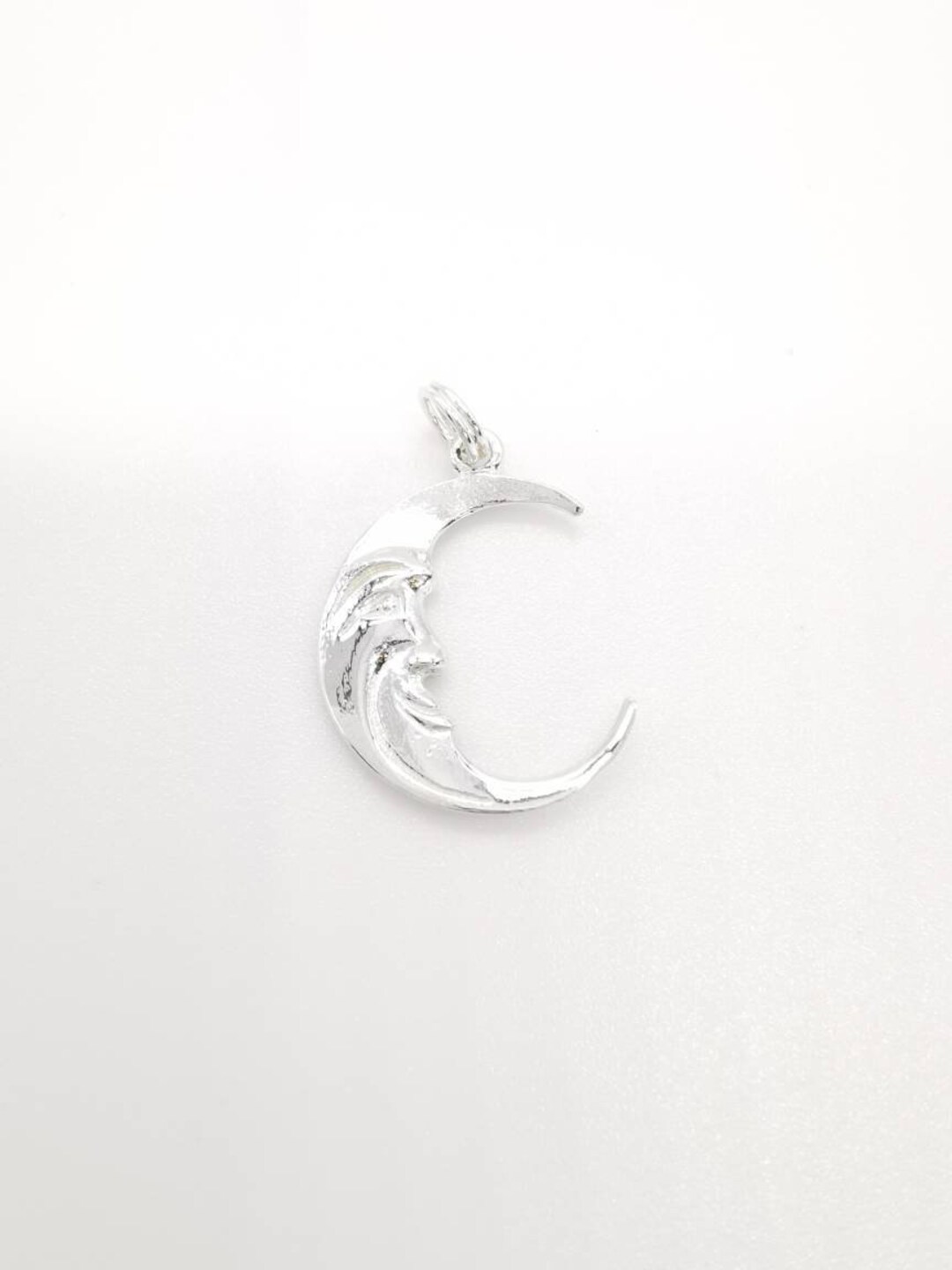Crescent Moon Charm Pendant in Solid 925 Sterling Silver Vintage Style ...