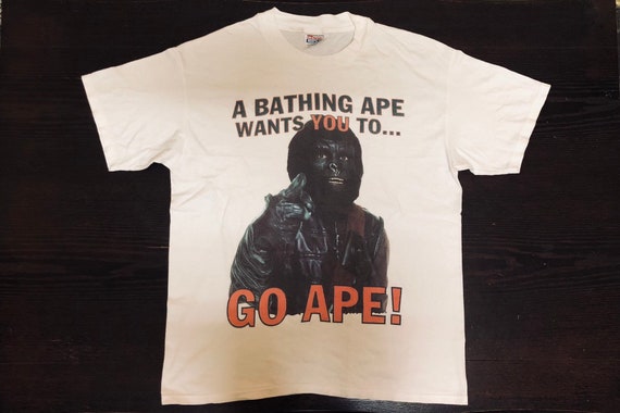 Mega Rare Vintage 90s A Bathing Ape Want You To Go Ape Planet Etsy Mega Rare Vintage 90s A Bathing Ape Want You To Go Ape Planet Etsy