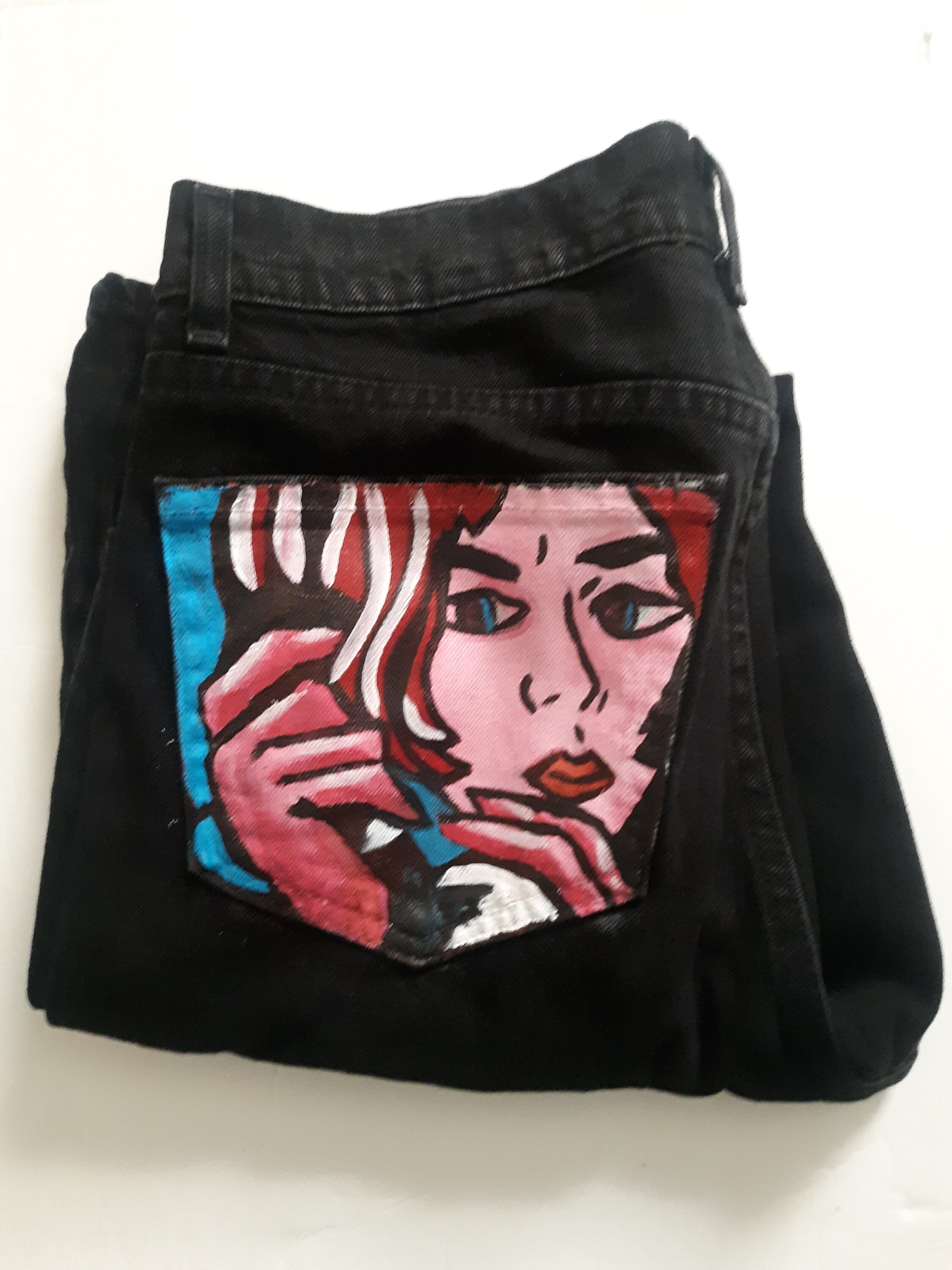 Custom Hand Painted Jean Pockets/jeans 