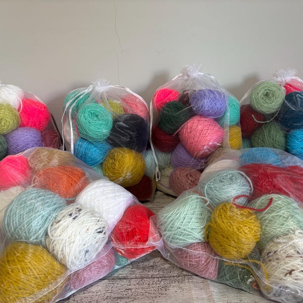 Bags of left over/scrap yarn - DK acrylic (full of random yarns in a variety of sizes and colours per bag) approximately 500-520g
