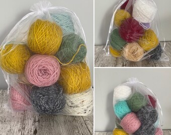 Bags of left over/scrap yarn - DK acrylic (full of random yarns in a variety of sizes and colours per bag) approximately 500-535g