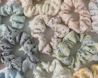 Speckled/Spotty Patterned Knitted Scrunchies (variety of colours available)