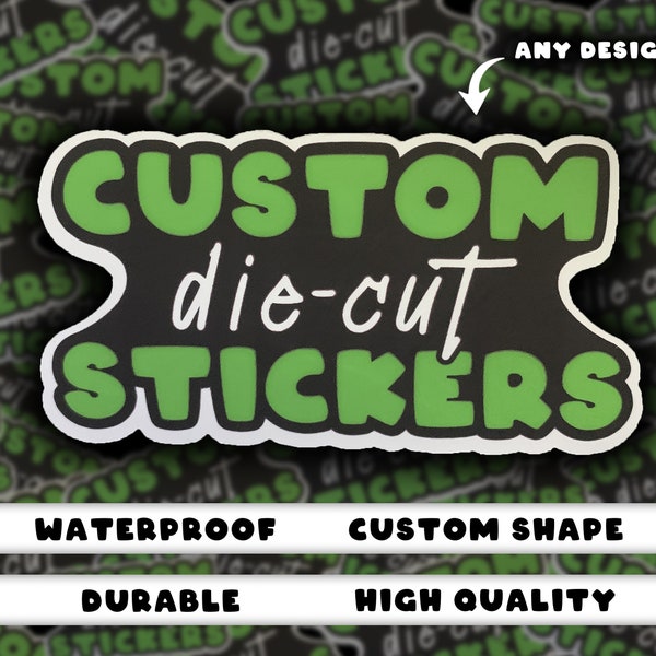 50 Custom Die Cut Waterproof Vinyl Stickers with Your Own Image Design Logo Artwork | ANY SHAPE