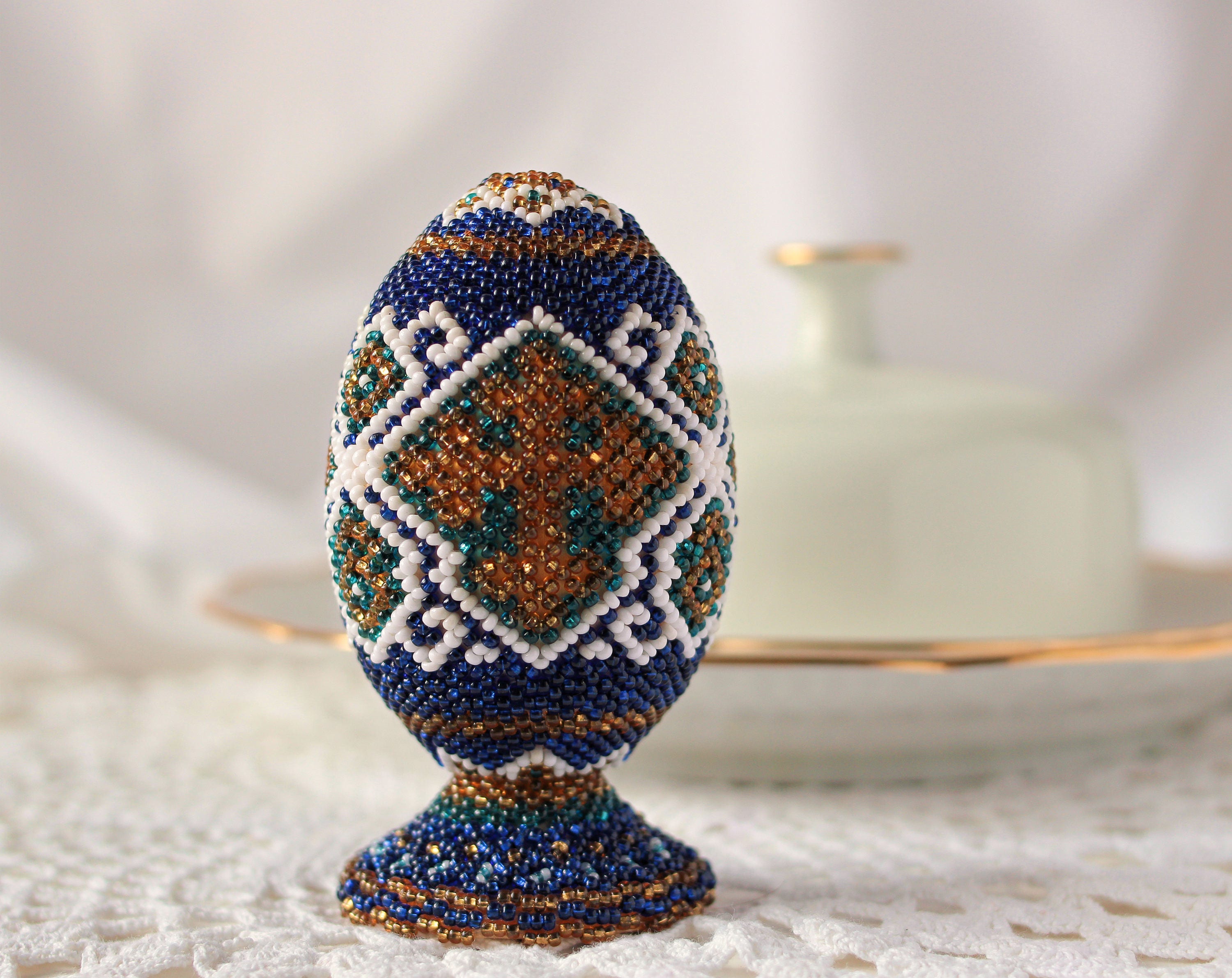 Easter Egg Beaded Egg Easter Gift Beaded Decor Ukrainian Egg Wooden Craft Easter Egg With Beads Ukrainian Ornament Home Easter Figurines Art Collectibles Sculpture Kromasol Com