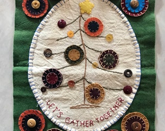 Let's Gather Together, felt piece ready to frame