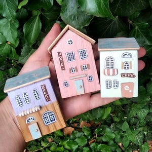 Wooden Houses, Set of 3 mini houses, miniature house, set of rustic wooden houses, country farmhouse home decor, tiny cottages, small house
