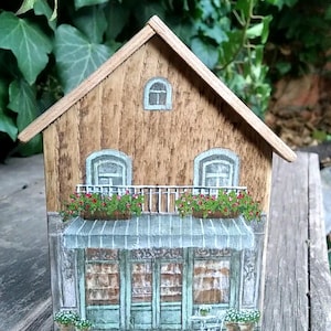 Miniature wooden house, rustic house, wooden cottage, wooden house miniature, country farmhouse decor, farmhouse decor, driftwood tiny house