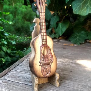 Miniature realistic guitar, Acoustic guitar, gift for guitarist, wooden miniature, musical instrument, Mini Guitar Handmade Wood ornament