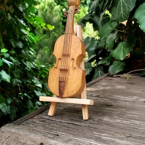 Miniatur-Geige, Miniaturinstrument, kleines Instrument, winzige Geige, Geschenke für Musiker, Geschenk für Geiger, Geigengeschenke, Schreibtischspielzeug aus Holz