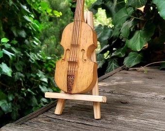 Violín miniatura de madera tallado a mano, regalo para amantes de la música