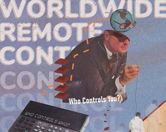 Surrealism Art Collage Print – Retro Remote Control, Abstract Home Decor (12"x 12")