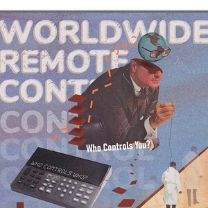 World Remote Control  – Retro Inspired Surrealism Art Collage - Abstract Collage Print - Collage Wall Art Home Decor - 12&quot;x 12&quot;