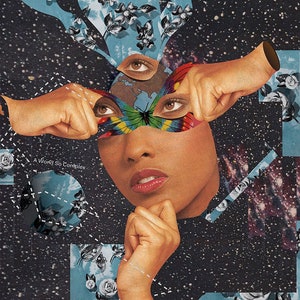 Complex World  – Retro Inspired Surrealism Art Collage - Trippy Space Collage Print - Black Wall Art Home Decor - 12&quot;x 12&quot;