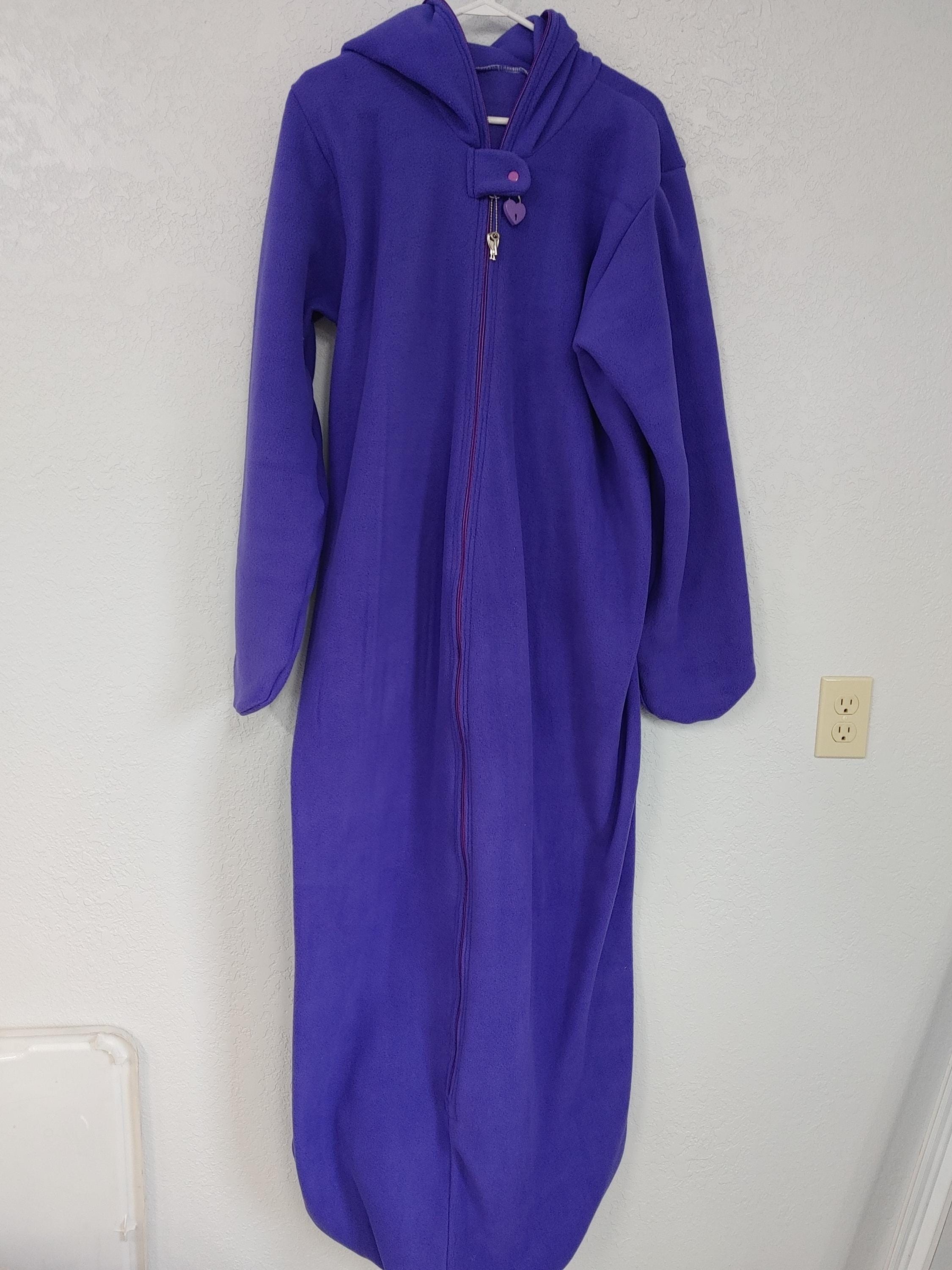 Solid Purple Fleece Double Locking Zipper Sleepsack With Hood AND ...