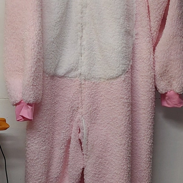 Pinker Sherpa Plüsch Fleece Bärenfuß mit Feststellreißverschluss, Gummiband in den Knöcheln und Vinylsohlen