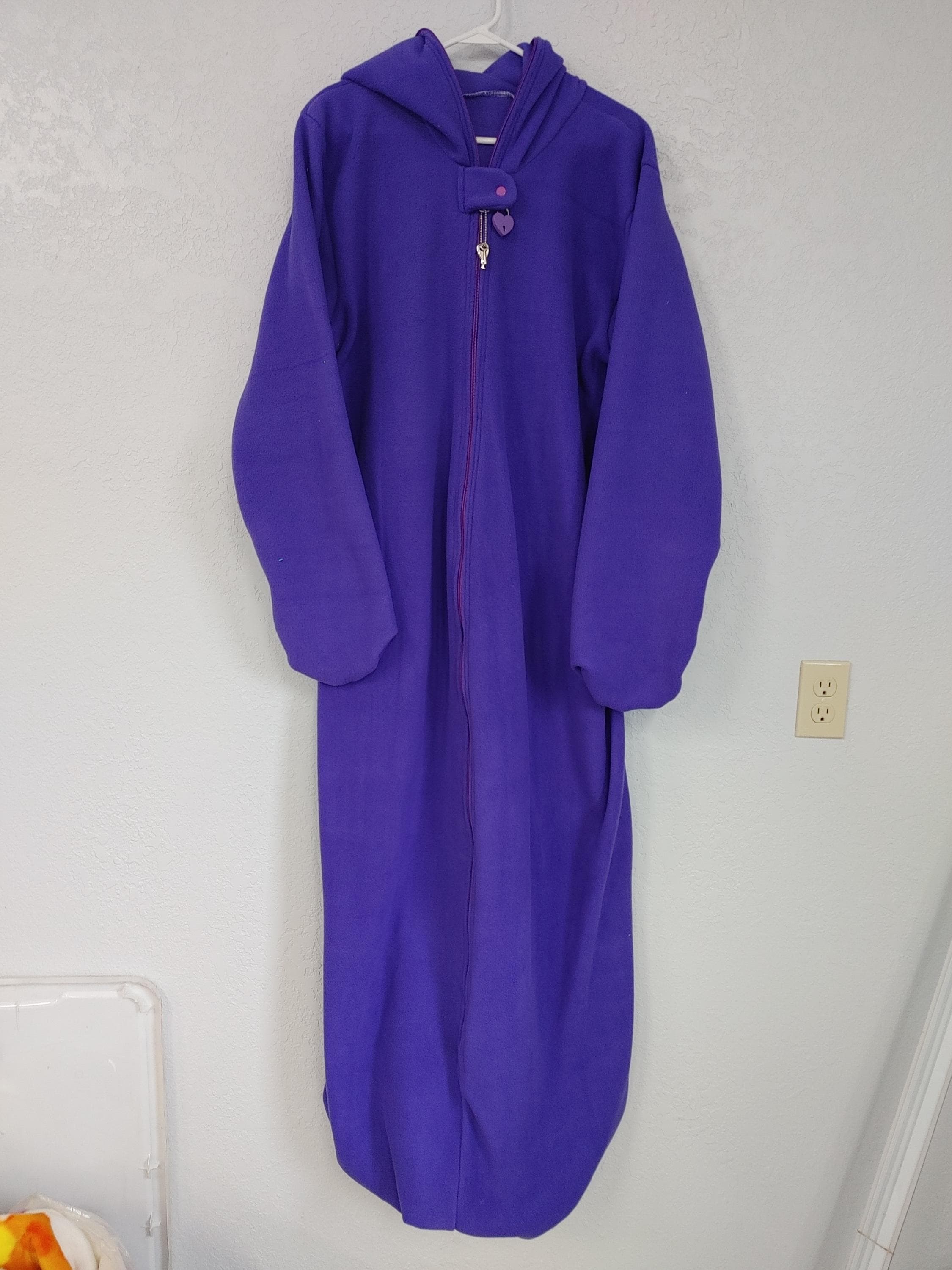 Solid Purple Fleece Double Locking Zipper Sleepsack With Hood AND ...