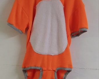 ABDL Fox Sleeper No LEG Onsie with Snap Crotch, Ears, Tail, and Hood, Custom Made S M L XL 2xl with your measurements