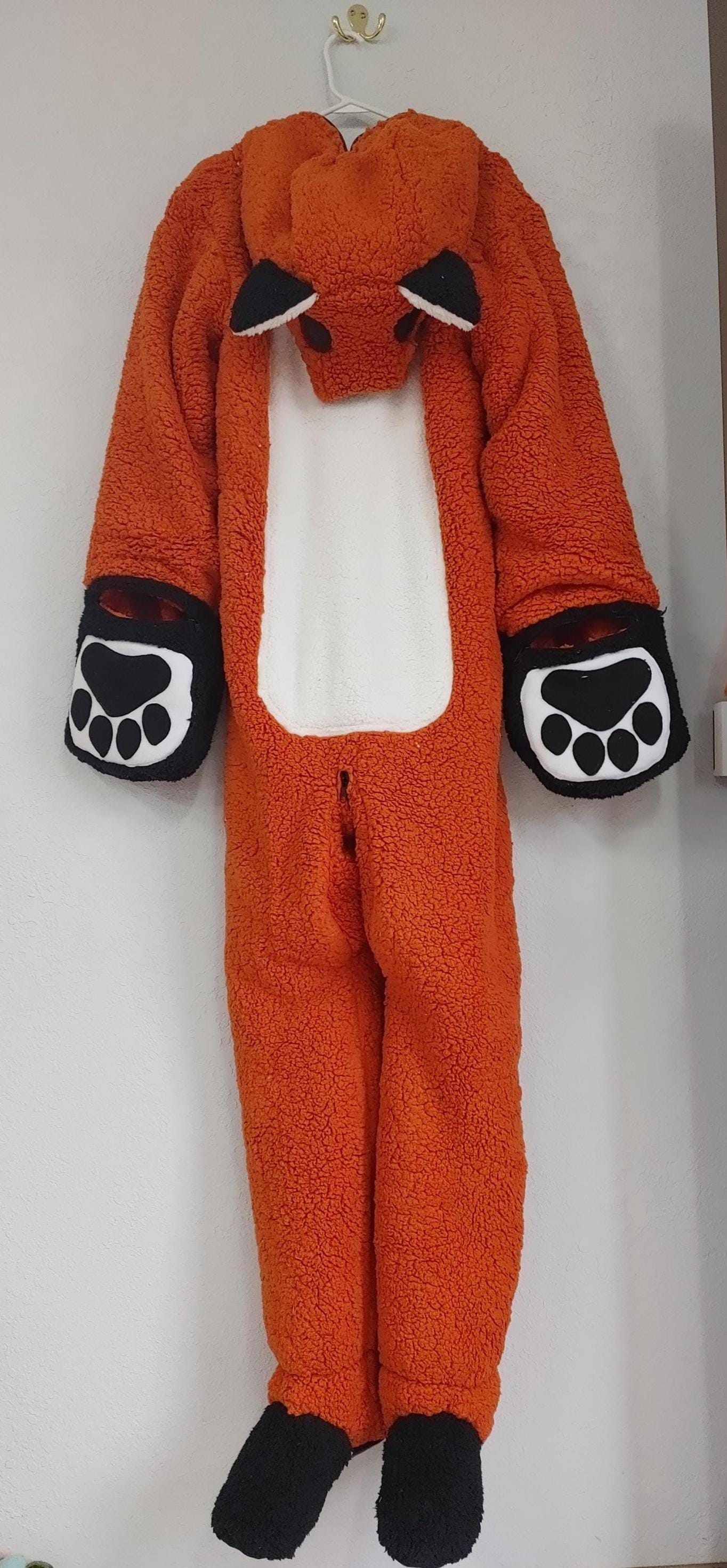 Plush FOX 3 Layer Plush Suit Footie With Snap Tail, Locking
