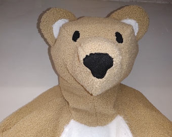 Adult Plush Stuffed Bear Punishment Pajama with Double Locking Zipper