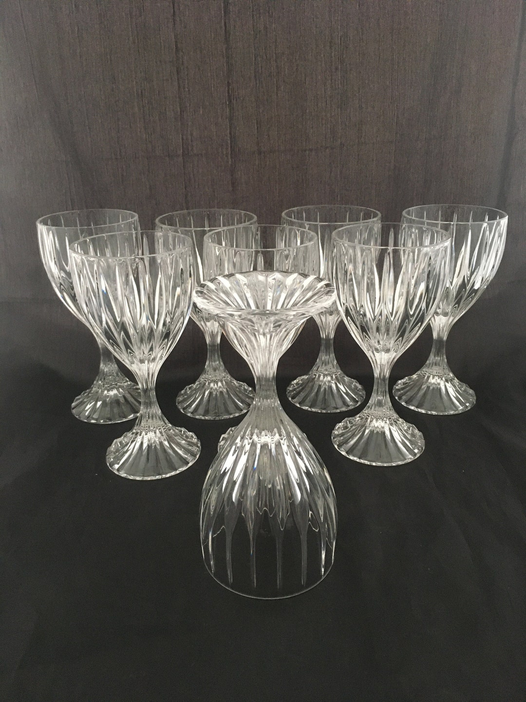 Set of 2 Vintage Heavy Cut Crystal Wine Glasses / Water Goblets, Mikasa Park Lane, Mid Century