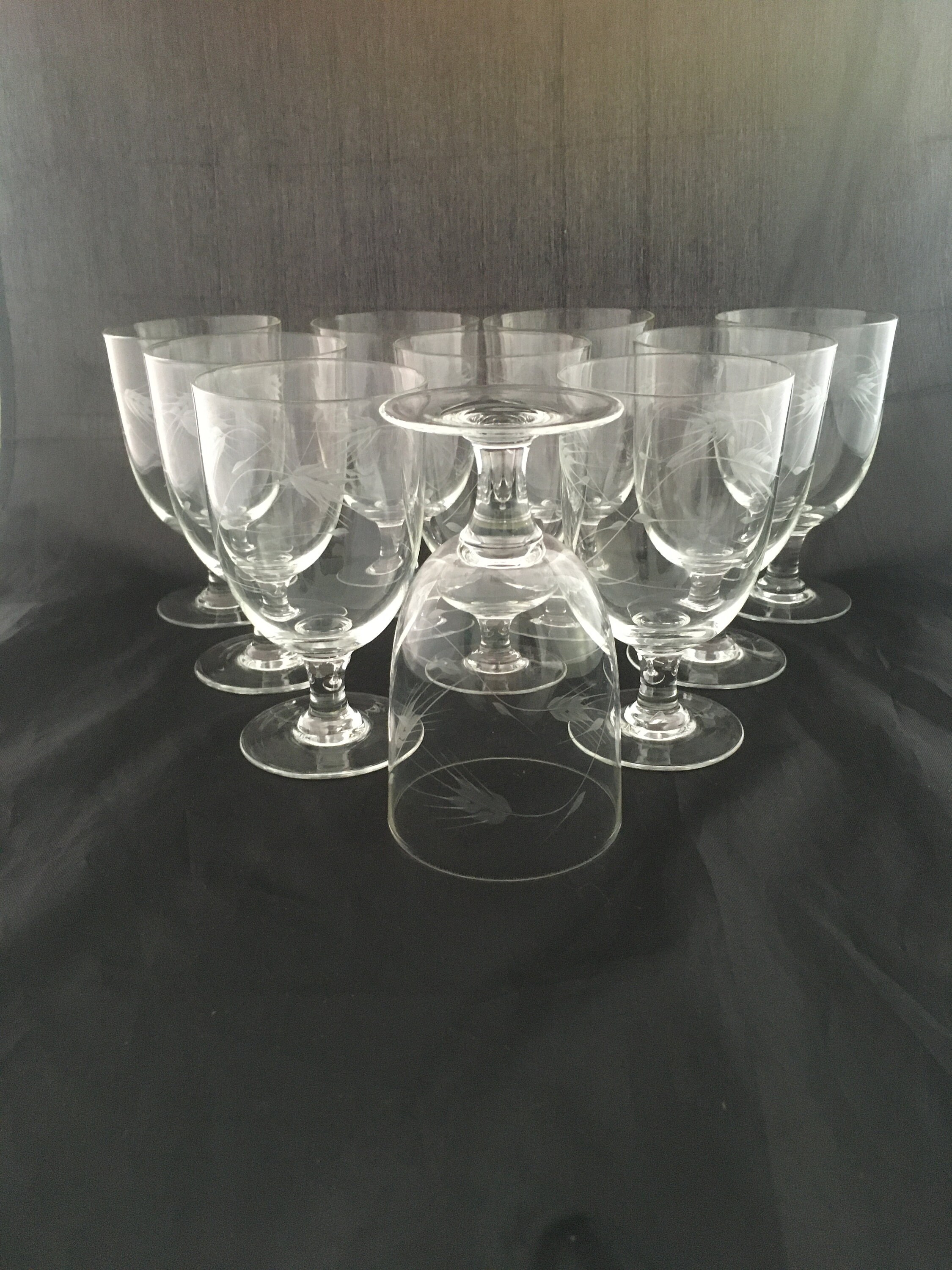 Tulip-form Handblown Wine Glasses, Set of Eight - Ruby Lane
