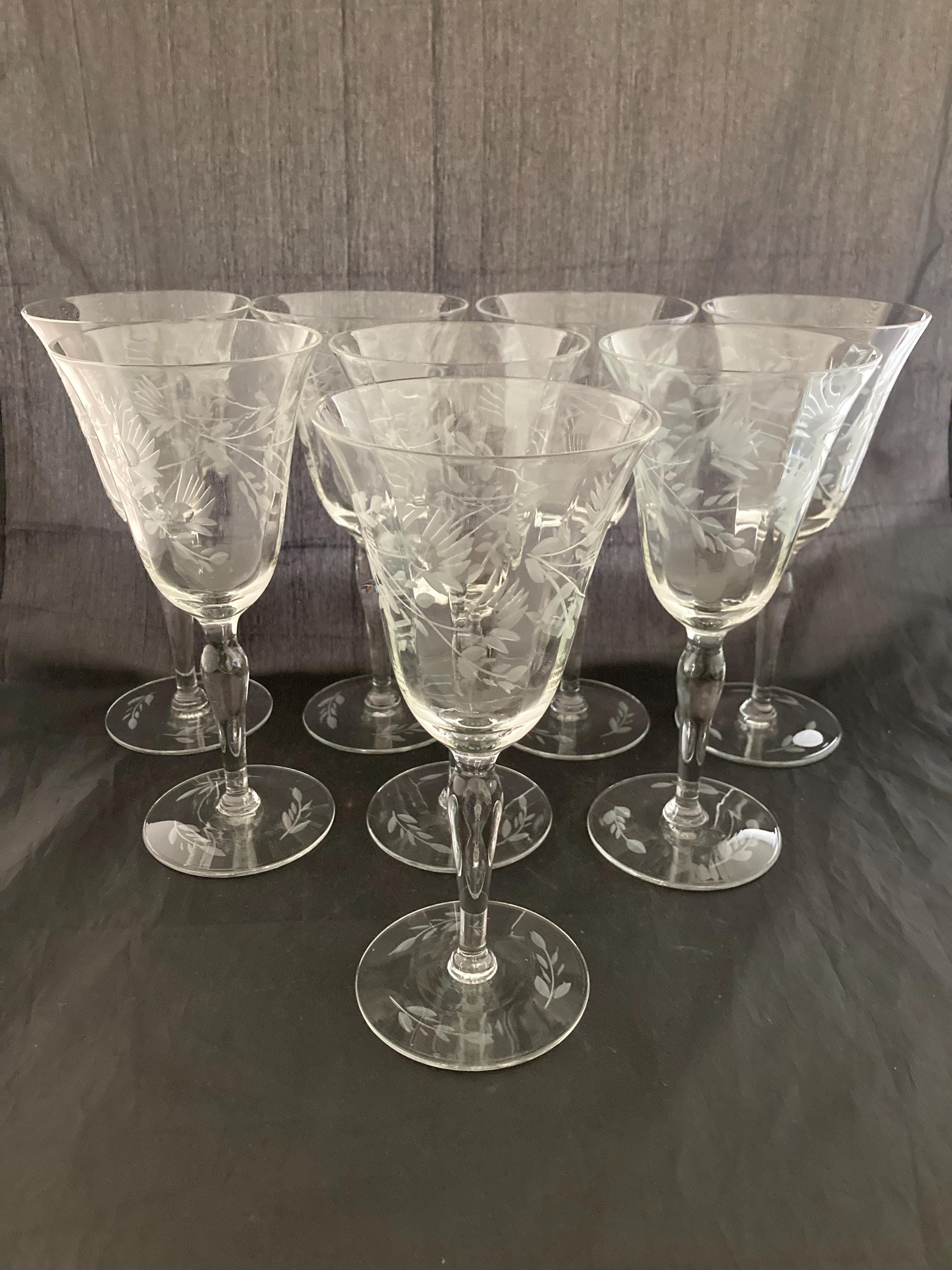 Leaf Etched Crystal Goblet - Etsy