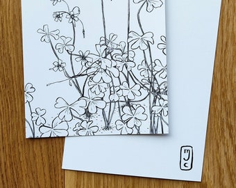 Botanical board, oxalis, postcard, small format wall decoration, A6