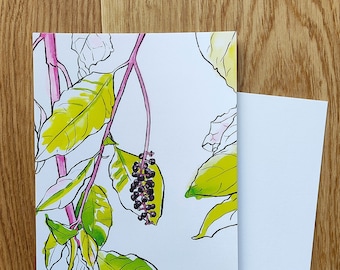 Botanical board, bear bay, postcard, small format wall decoration, A6