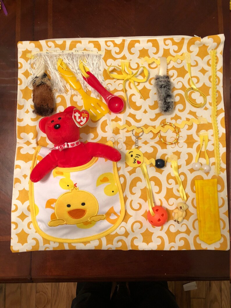 Fidget blanket or therapy mat is a fiddle play baby quilt Etsy