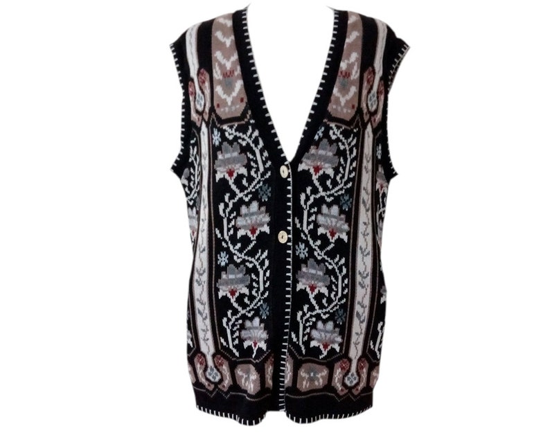 long vintage vest with pattern