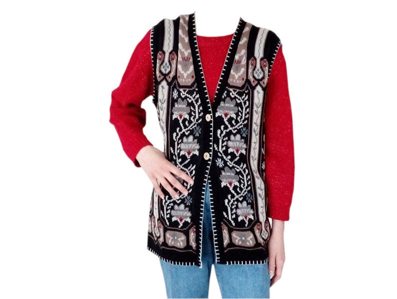 long vintage vest with pattern