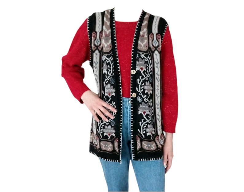 long vintage vest with pattern