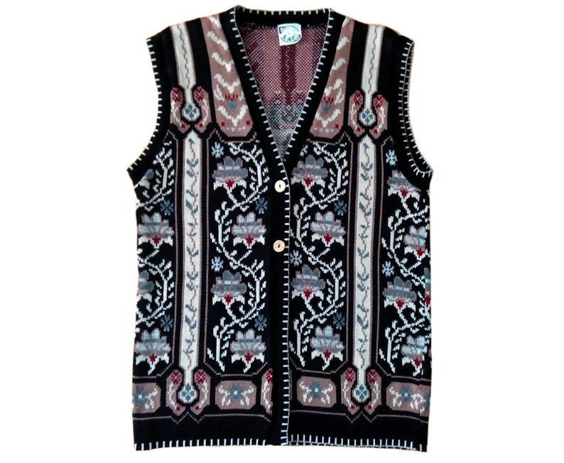 long vintage vest with pattern
