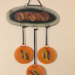 Hanna Bahral Vintage Glass Wall or Window Hanging Unusual Made in Israel NIce!