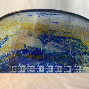 Kosta Boda Large Sculpture Goran Warff Lapland Series Petroglyph Art Glass Nice!