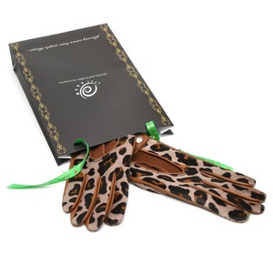 Modieuze leren autohandschoenen / handschoenen met dierenprint / bonthandschoenen / beschermende handschoenen / Valentijnsdagcadeau / damesmodehandschoenen