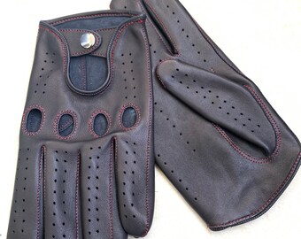 Men's Leather Gloves for Driving/  Lambskin/ napa gloves Italian Leather/ Black gloves/ Gift for him/ Handmade/ Strixartgloves