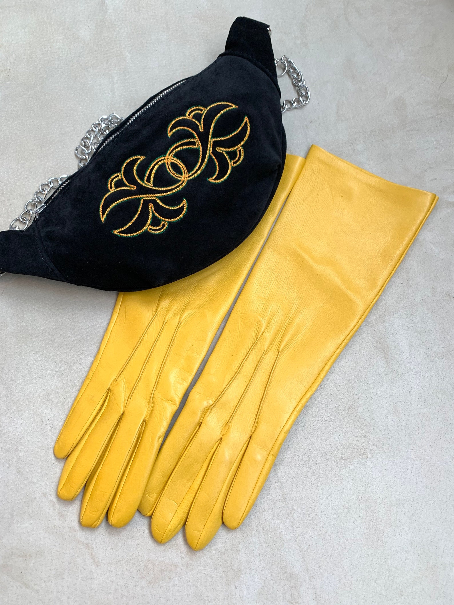 Long Yellow Leather Gloves for Ladies/ Fashion Gloves / Fancy Etsy