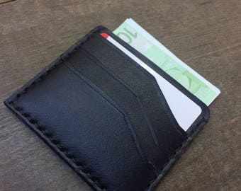 Black Minimal Leather Wallet/ Slim leather card holder/ Handmade leather wallets/ Front Pocket Wallet/ gift for him/Credit Card wallets gift