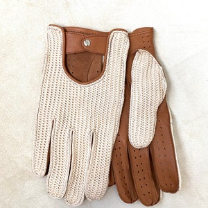 Men&#39;s Napa Leather Gloves for Driving/  Lambskin Italian Leather/ cognac gloves/ Gift for him/ Valentines day gift/ Handmade Gloves