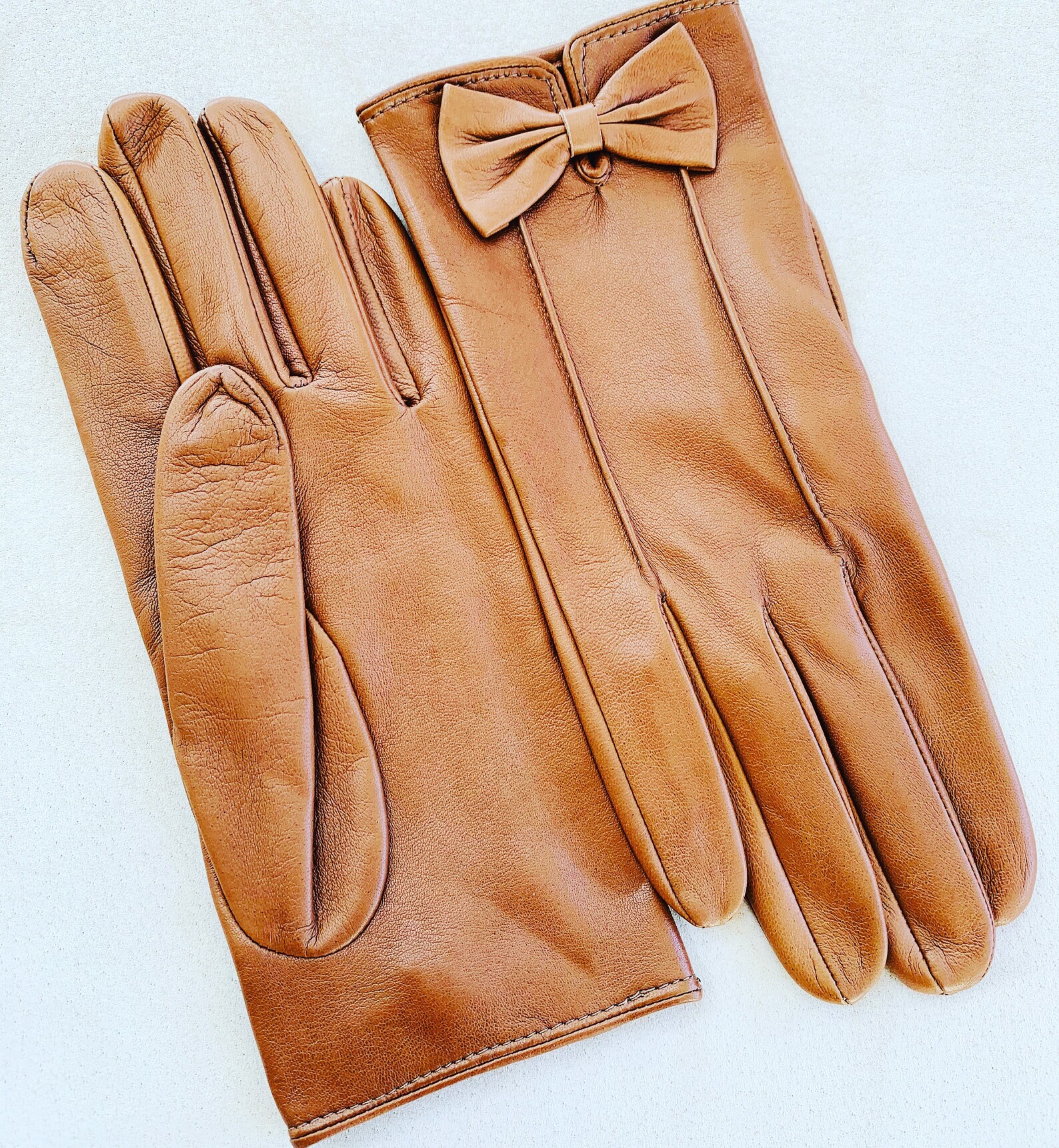 Cognac Leather Gloves for Ladies/ Driving Gloves / Fashion Etsy