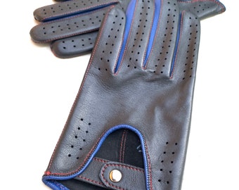 BMW M Herren Lederhandschuhe zum Fahren/ Lammfell/ Napa-Handschuhe aus italienischem Leder/ schwarze Handschuhe/ Geschenk für ihn/ handgefertigt/ Strixartgloves