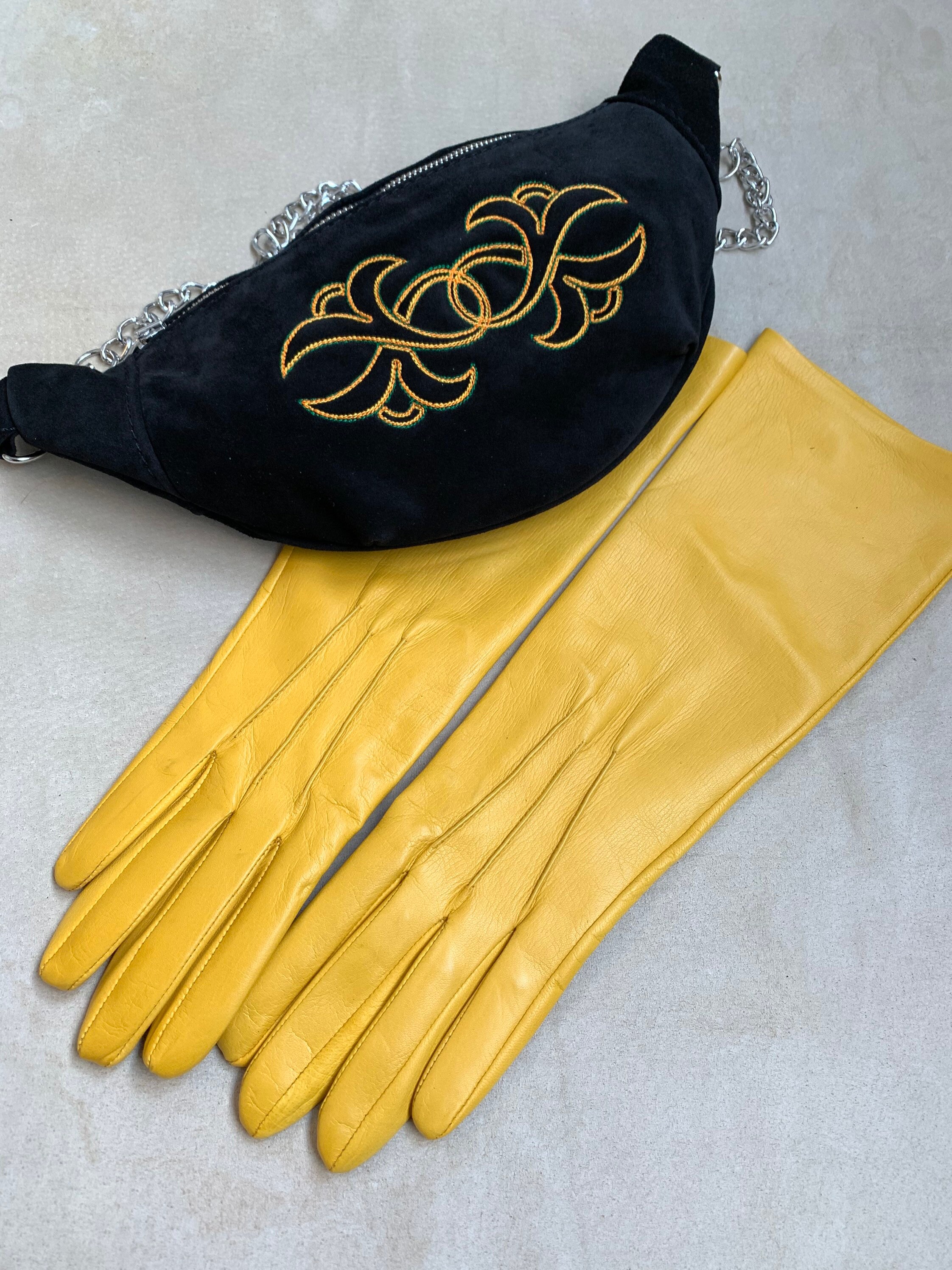 Long Yellow Leather Gloves for Ladies/ Fashion Gloves / Fancy Etsy